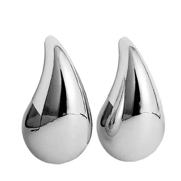 Silver Water Drop Tear Drop Earrings - Picture 3 of 6